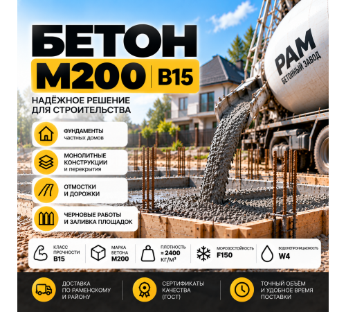 Бетон М200 В15 